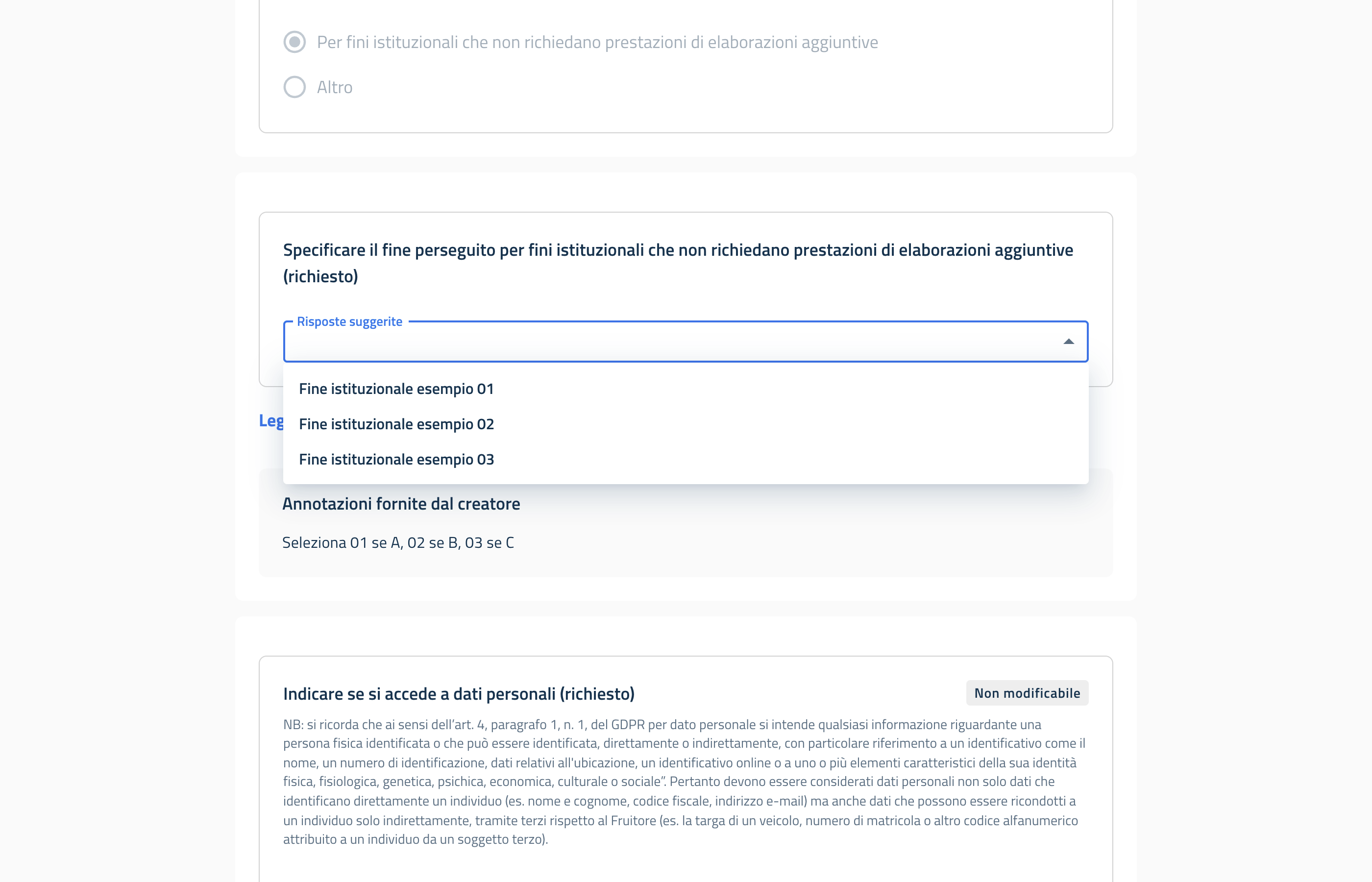 Esempio di domanda con opzioni di risposta tra le quali scegliere